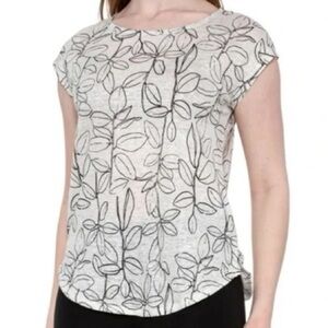 Cynthia Rowley 100% Linen Leaf Print Blouse | Button Back | Size Large